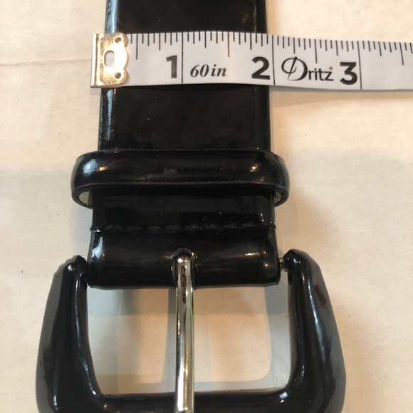 Another Line Inc Belt Women sz S Black Patent Leather Metal Buckle 2” Wide NWOT - Picture 10 of 13